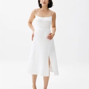 White linen midi dress NWT